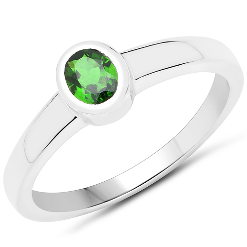 Rings-0.33 Carat Genuine Chrome Diopside .925 Sterling Silver Ring
