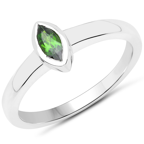 Rings-0.25 Carat Genuine Chrome Diopside .925 Sterling Silver Ring