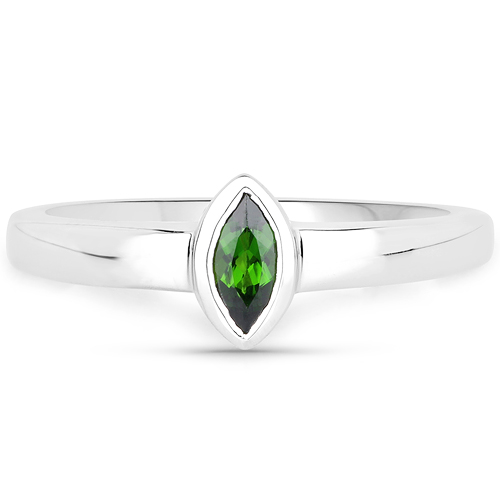 0.25 Carat Genuine Chrome Diopside .925 Sterling Silver Ring