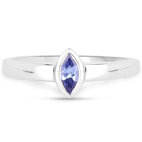 0.24 Carat Genuine Tanzanite .925 Sterling Silver Ring