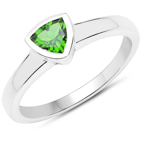 Rings-0.45 Carat Genuine Chrome Diopside .925 Sterling Silver Ring