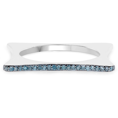 0.10 Carat Genuine Blue Diamond .925 Sterling Silver Ring