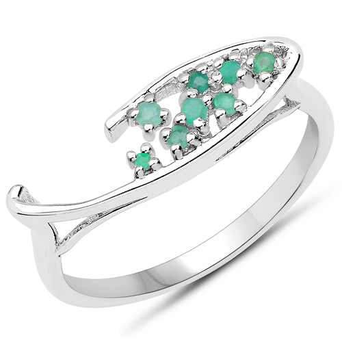 Emerald-0.12 Carat Genuine Emerald .925 Sterling Silver Ring