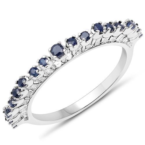 Sapphire-0.49 Carat Genuine Blue Sapphire .925 Sterling Silver Ring