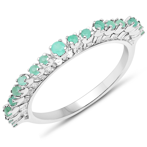 Emerald-0.36 Carat Genuine Emerald .925 Sterling Silver Ring