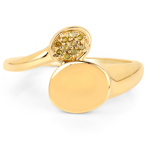 18K Yellow Gold Plated 0.05 Carat Genuine Yellow Diamond .925 Sterling Silver Ring