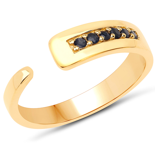Sapphire-14K Yellow Gold Plated 0.12 Carat Genuine Blue Sapphire .925 Sterling Silver Ring