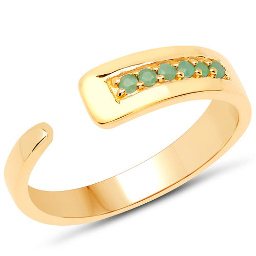 Emerald-18K Yellow Gold Plated 0.10 Carat Genuine Emerald .925 Sterling Silver Ring