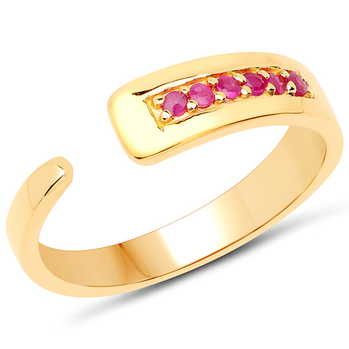 Ruby-18K Yellow Gold Plated 0.11 Carat Genuine Ruby .925 Sterling Silver Ring