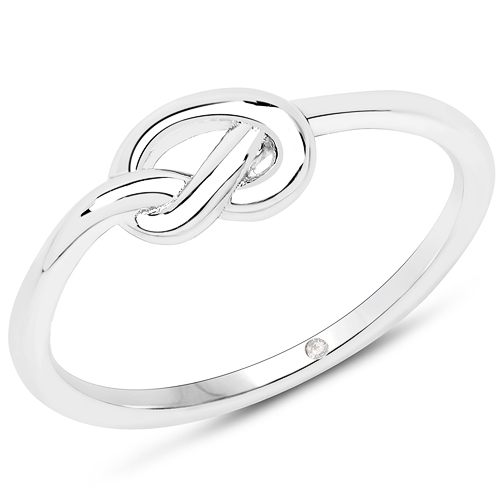Diamond-0.004 Carat Genuine White Diamond .925 Sterling Silver Ring