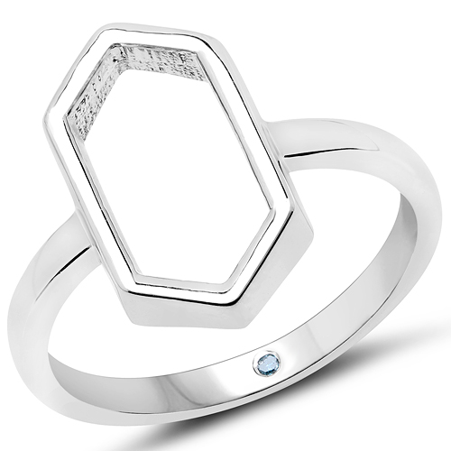Diamond-0.004 Carat Genuine Blue Diamond .925 Sterling Silver Ring