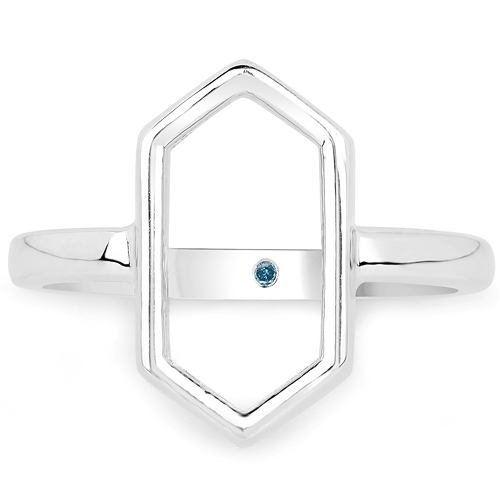 0.004 Carat Genuine Blue Diamond .925 Sterling Silver Ring