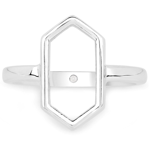 0.004 Carat Genuine White Diamond .925 Sterling Silver Ring