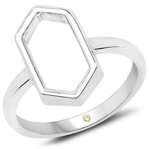 Diamond-0.004 Carat Genuine Yellow Diamond .925 Sterling Silver Ring