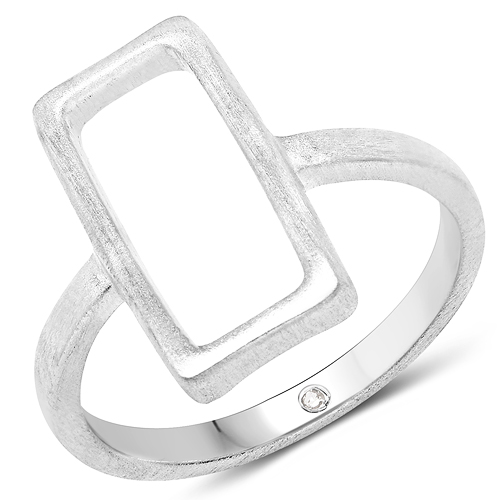 Diamond-0.004 Carat Genuine White Diamond .925 Sterling Silver Ring