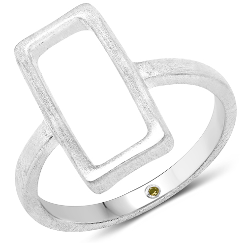 Diamond-0.004 Carat Genuine Yellow Diamond .925 Sterling Silver Ring