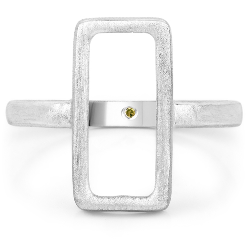0.004 Carat Genuine Yellow Diamond .925 Sterling Silver Ring