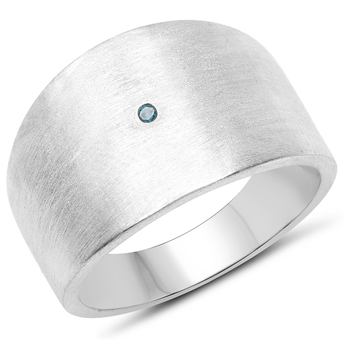 Diamond-0.007 Carat Genuine Blue Diamond .925 Sterling Silver Ring