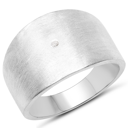 Diamond-0.007 Carat Genuine White Diamond .925 Sterling Silver Ring