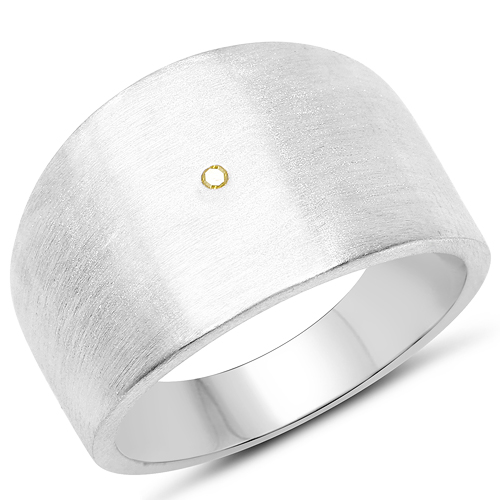 Diamond-0.007 Carat Genuine Yellow Diamond .925 Sterling Silver Ring