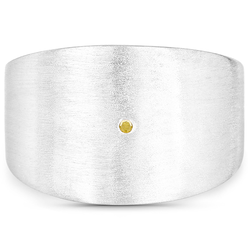 0.007 Carat Genuine Yellow Diamond .925 Sterling Silver Ring