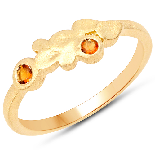 Citrine-18K Yellow Gold Plated 0.10 Carat Genuine Citrine .925 Sterling Silver Ring
