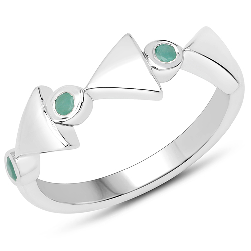 Emerald-0.09 Carat Genuine Emerald .925 Sterling Silver Ring