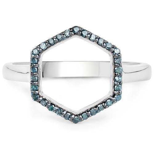 0.16 Carat Genuine Blue Diamond .925 Sterling Silver Ring