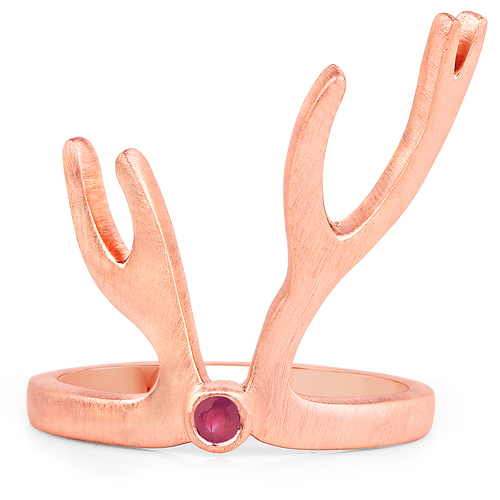 18K Rose Gold Plated 0.08 Carat Genuine Ruby .925 Sterling Silver Ring