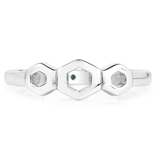 0.004 Carat Genuine Blue Diamond .925 Sterling Silver Ring