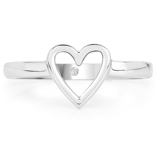0.004 Carat Genuine White Diamond .925 Sterling Silver Ring