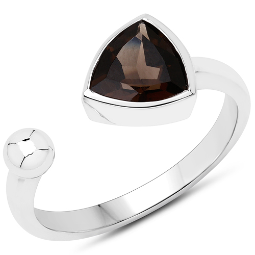 Rings-0.99 Carat Genuine Smoky Quartz .925 Sterling Silver Ring