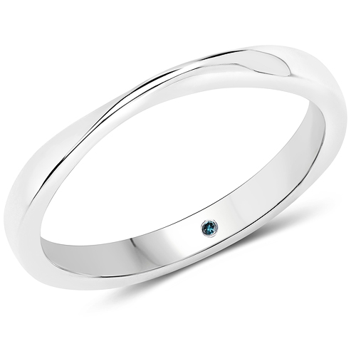 Diamond-0.01 Carat Genuine Blue Diamond .925 Sterling Silver Ring