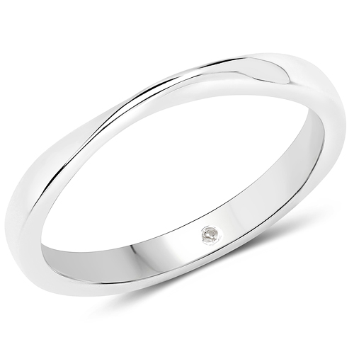 Diamond-0.01 Carat Genuine White Diamond .925 Sterling Silver Ring