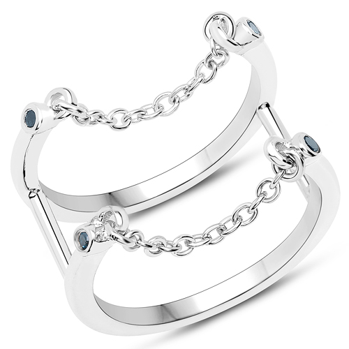 Diamond-0.05 Carat Genuine Blue Diamond .925 Sterling Silver Ring