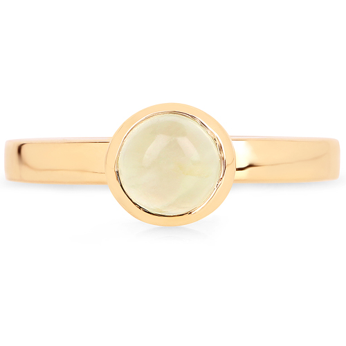 18K Yellow Gold Plated 1.25 Carat Genuine Prehnite .925 Sterling Silver Ring