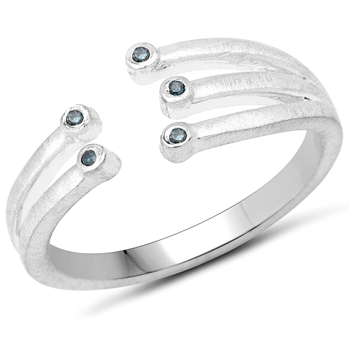 Diamond-0.03 Carat Genuine Blue Diamond .925 Sterling Silver Ring