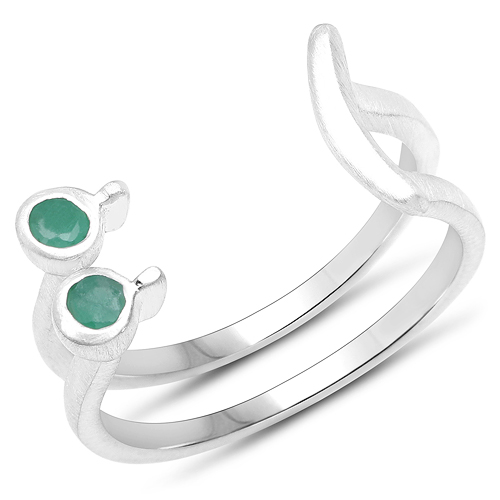 Emerald-0.11 Carat Genuine Emerald .925 Sterling Silver Ring