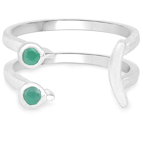 0.11 Carat Genuine Emerald .925 Sterling Silver Ring