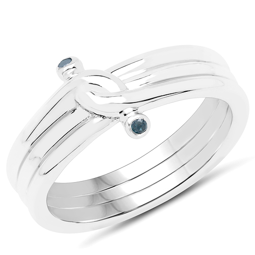 Diamond-0.02 Carat Genuine Blue Diamond .925 Sterling Silver Ring
