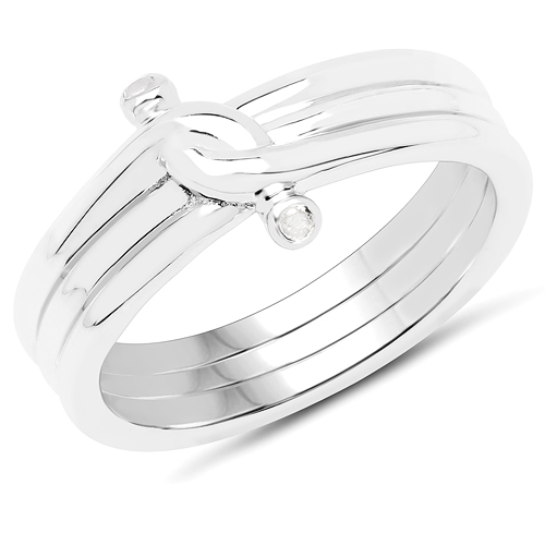 Diamond-0.02 Carat Genuine White Diamond .925 Sterling Silver Ring