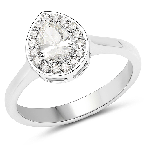 Diamond-14K White Gold 0.64 Carat Genuine White Diamond Ring