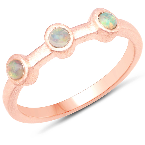 Opal-18K Rose Gold Plated 0.12 Carat Genuine Ethiopian Opal .925 Sterling Silver Ring