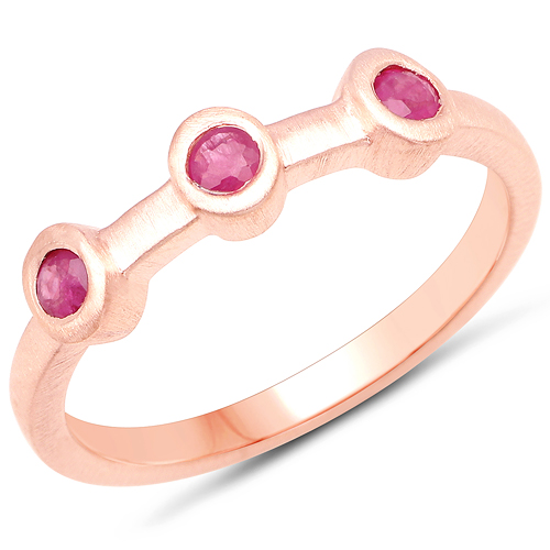 18K Rose Gold Plated 0.23 Carat Genuine Ruby .925 Sterling Silver Ring