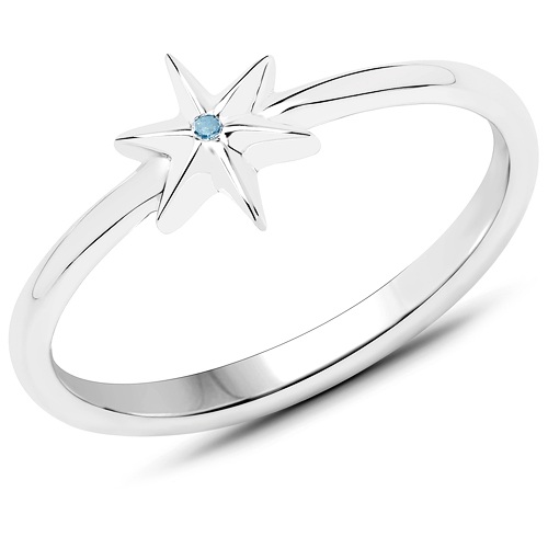Diamond-0.01 Carat Genuine Blue Diamond .925 Sterling Silver Ring