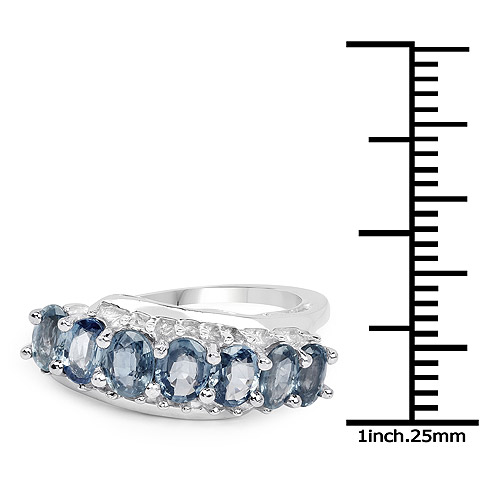2.14 Carat Genuine Blue Sapphire .925 Sterling Silver Ring