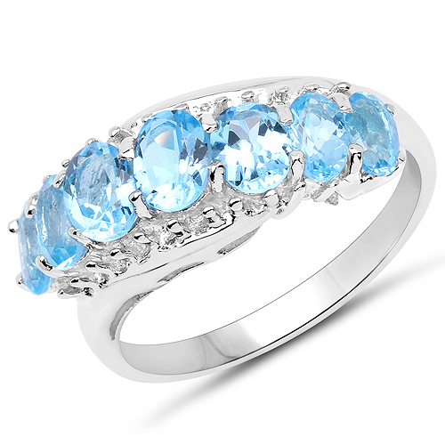 Rings-2.90 Carat Genuine Swiss Blue Topaz .925 Sterling Silver Ring