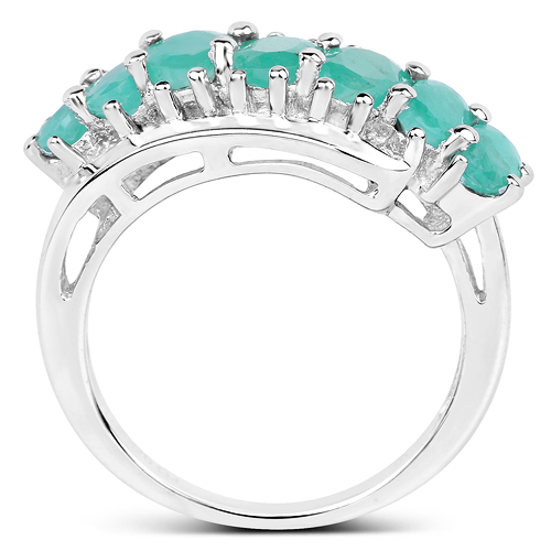 1.64 Carat Genuine Emerald Sterling Silver Ring
