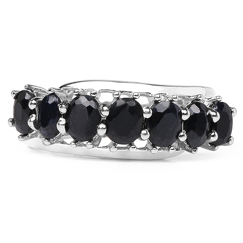2.90 Carat Genuine Black Sapphire .925 Sterling Silver Ring
