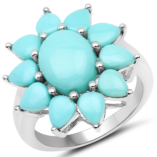 5.20 Carat Genuine Turquoise .925 Sterling Silver Ring